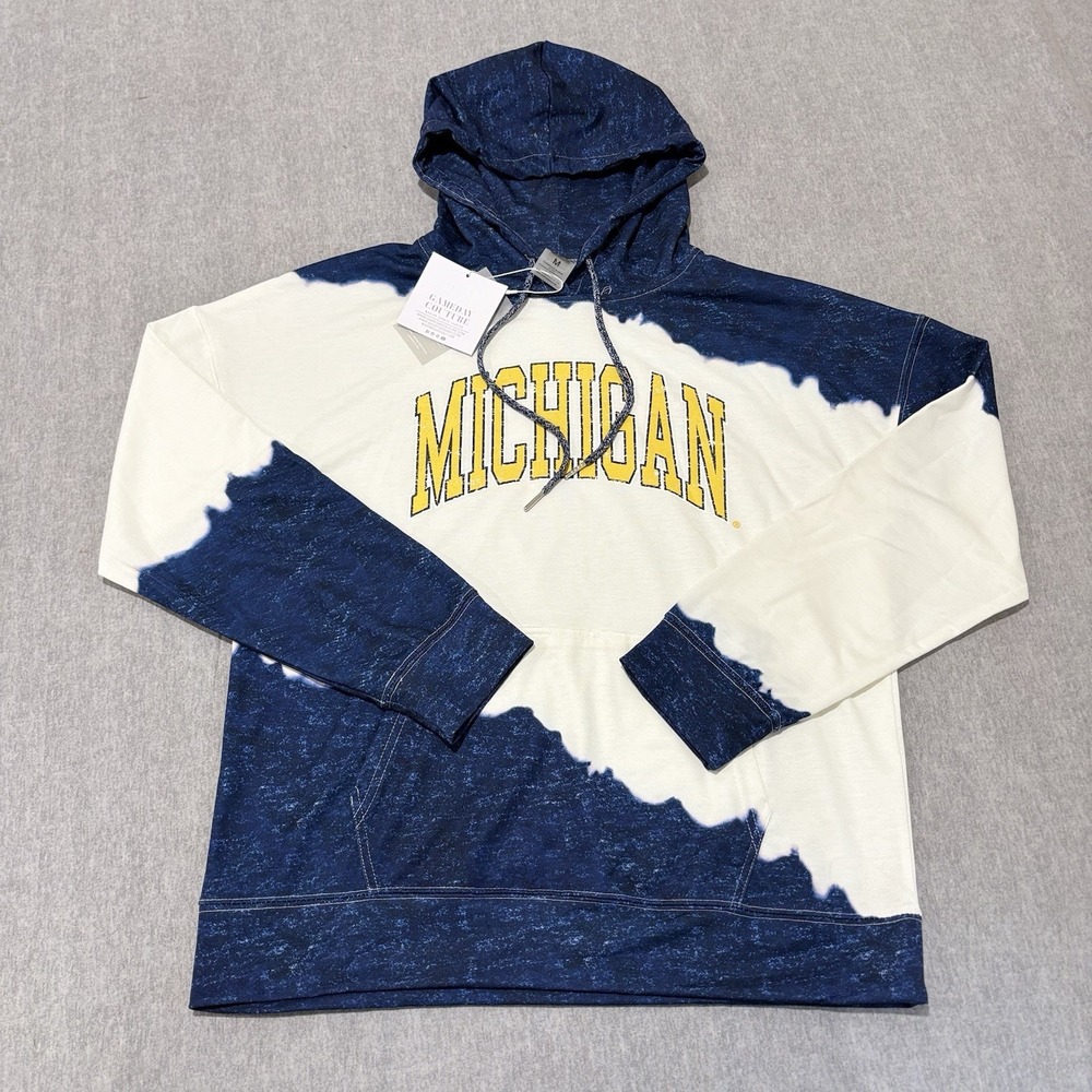 Gameday‎ Couture Michigan Wolverines Navy White Tie Dye Hoodie Womens Medium NWT